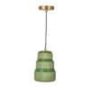 eramic Ceiling Pendant P0644 with green fluted shade and brass canopy