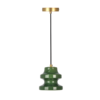 Ceramic Ceiling Pendant P0646 with glossy green shade and brass canopy