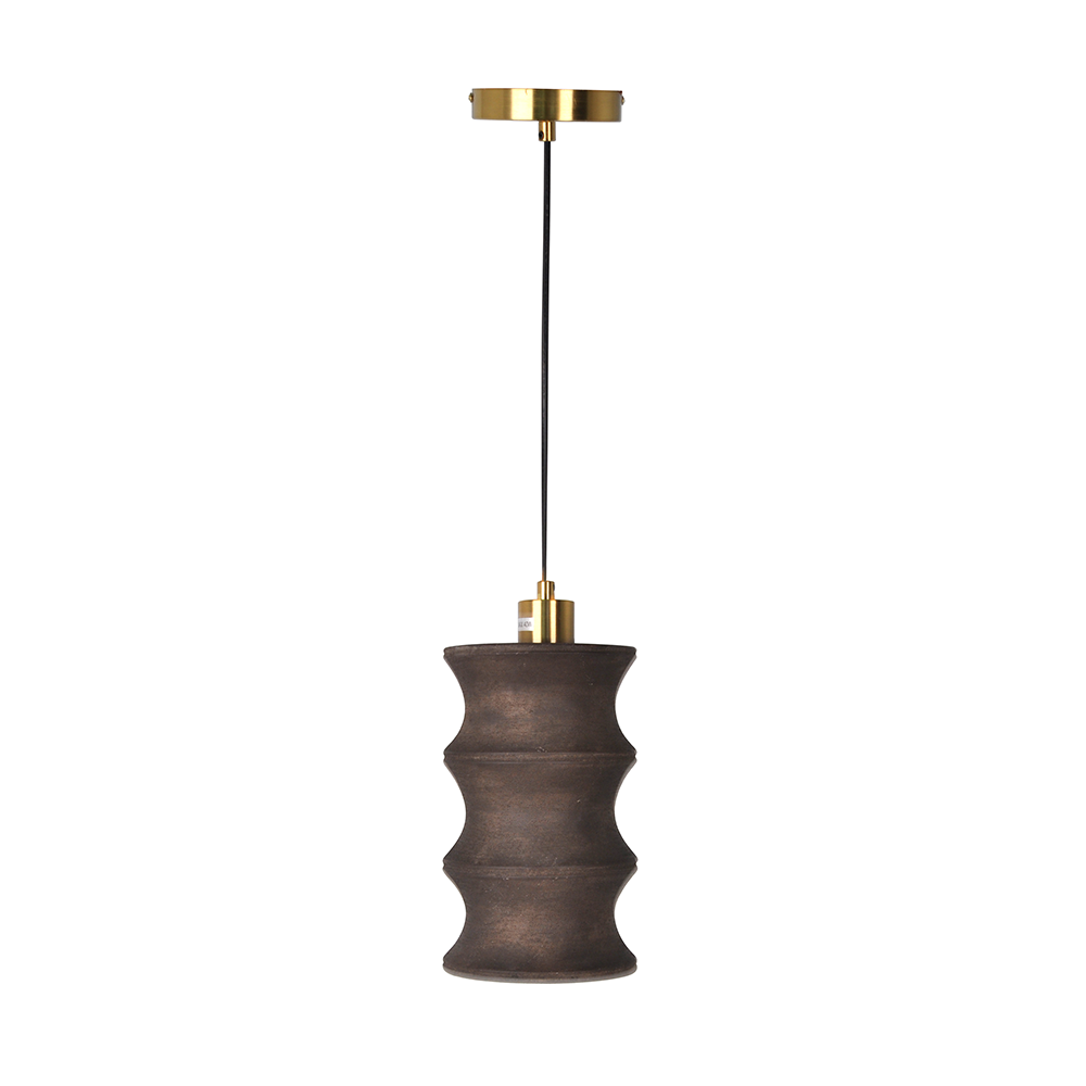 ramic Ceiling Pendant P0665 charcoal ceramic-style shade with brass canopy