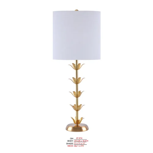 Floor Lamp SV 64 with white drum shade and gold leaf stem