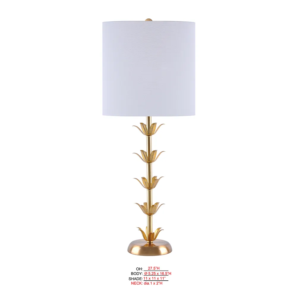 Floor Lamp SV 64 with white drum shade and gold leaf stem
