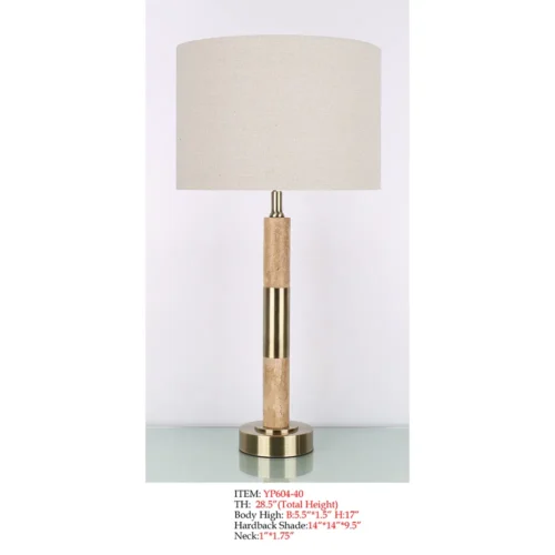Floor Lamp YP604-40 with off-white drum shade and gold-tone base
