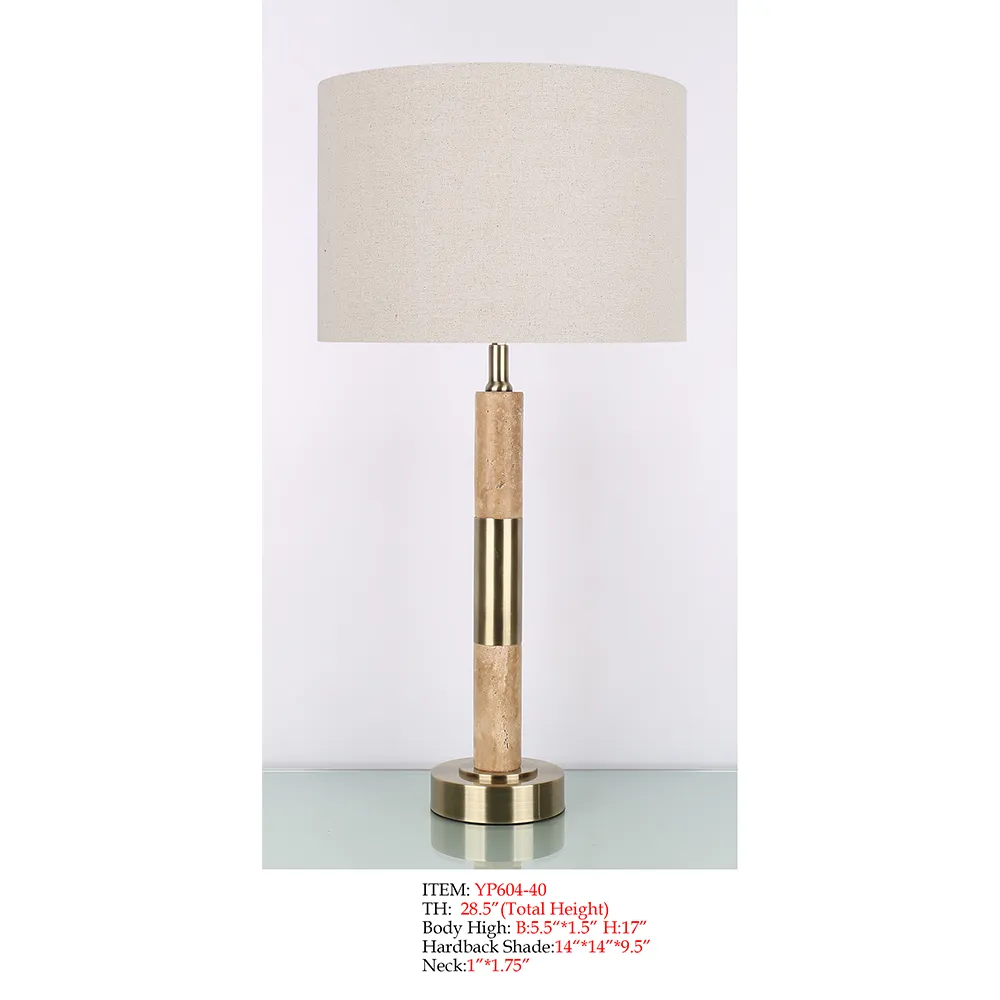 Floor Lamp YP604-40 with off-white drum shade and gold-tone base