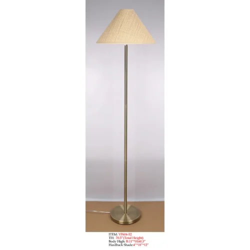 Floor Lamp YP604-52 with beige woven shade and slim gold-tone stem