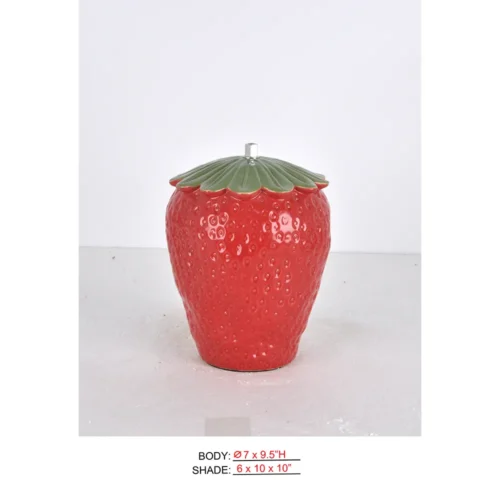 Cordless Table Lamp CL0134-7x9.5 with red strawberry body and rechargeable table use