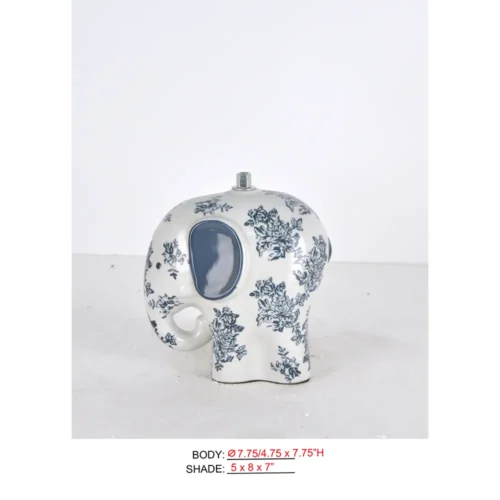 Rechargeable Table Lamp CL02-7.75x4.75x7.75 with blue white elephant body and cordless options
