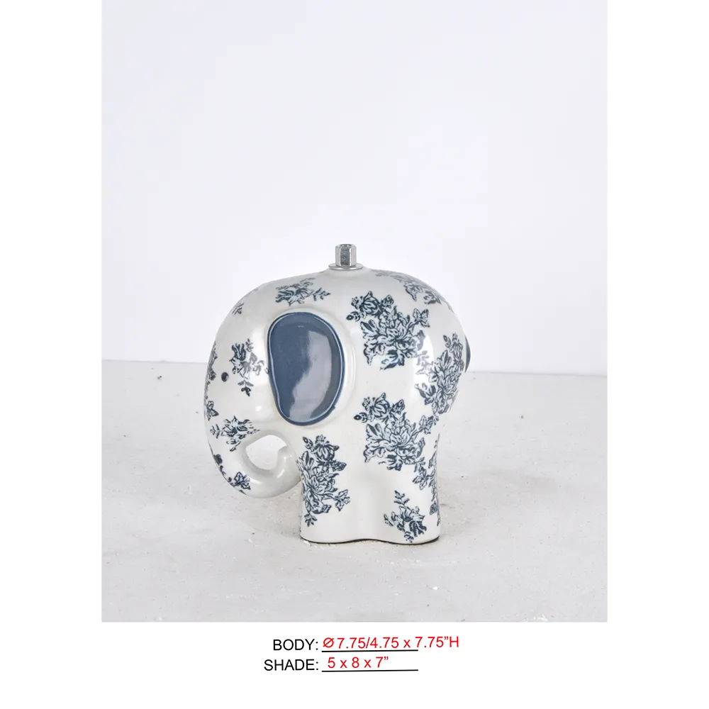 Rechargeable Table Lamp CL02-7.75x4.75x7.75 with blue white elephant body and cordless options