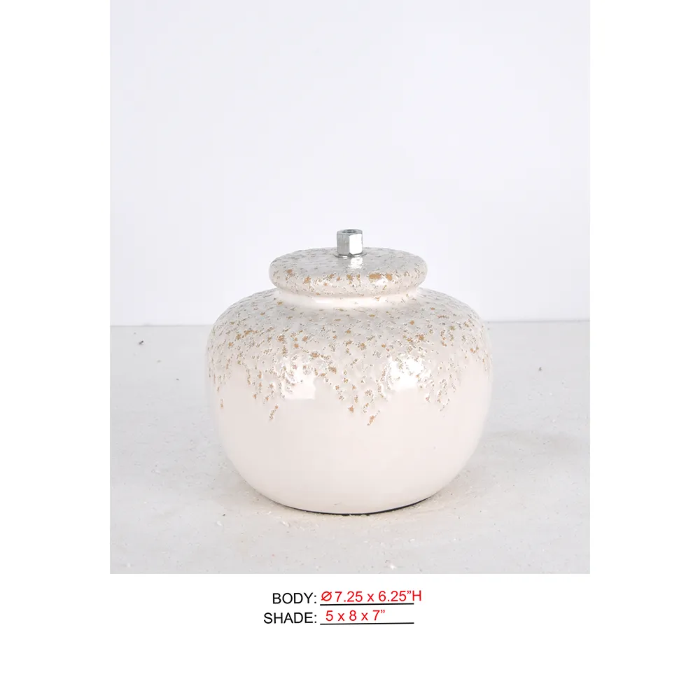 Hotel Rechargeable Lamp CL0376-7.25X6 with cream speckled round body for cordless table use
