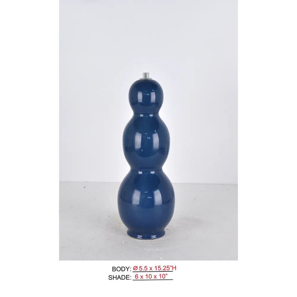 Cordless Table Lamp for Hotels CL1512-5.5x15.25 with glossy navy stacked body for table use
