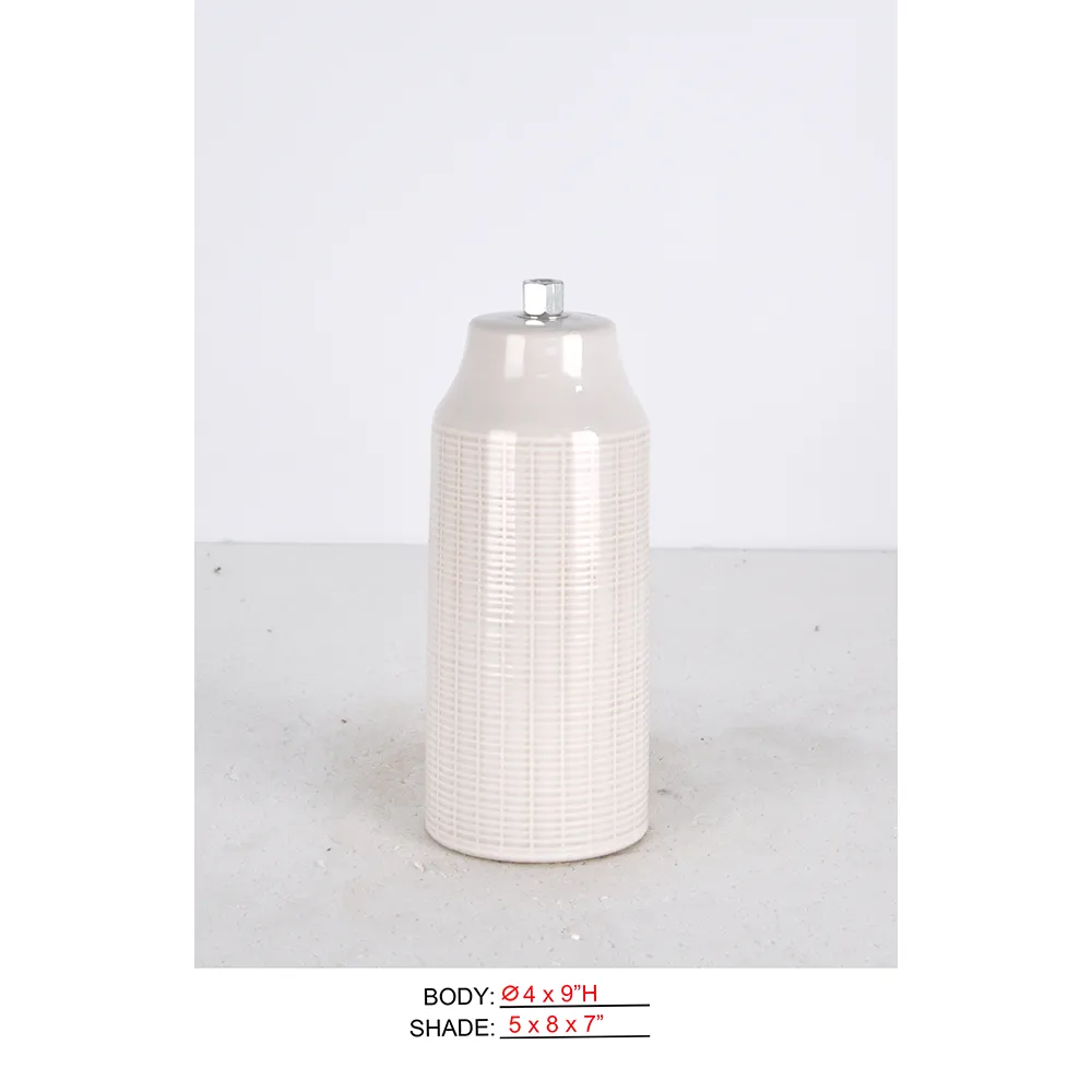 Cordless LED Table Lamp CL1901-4x9 with white textured cylinder body for rechargeable table use