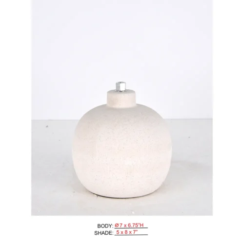 Battery Operated Table Lamp CL2341-7x6.75 with cream speckled round body for cordless table use