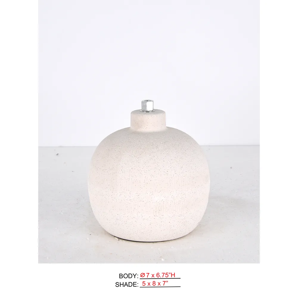 Battery Operated Table Lamp CL2341-7x6.75 with cream speckled round body for cordless table use