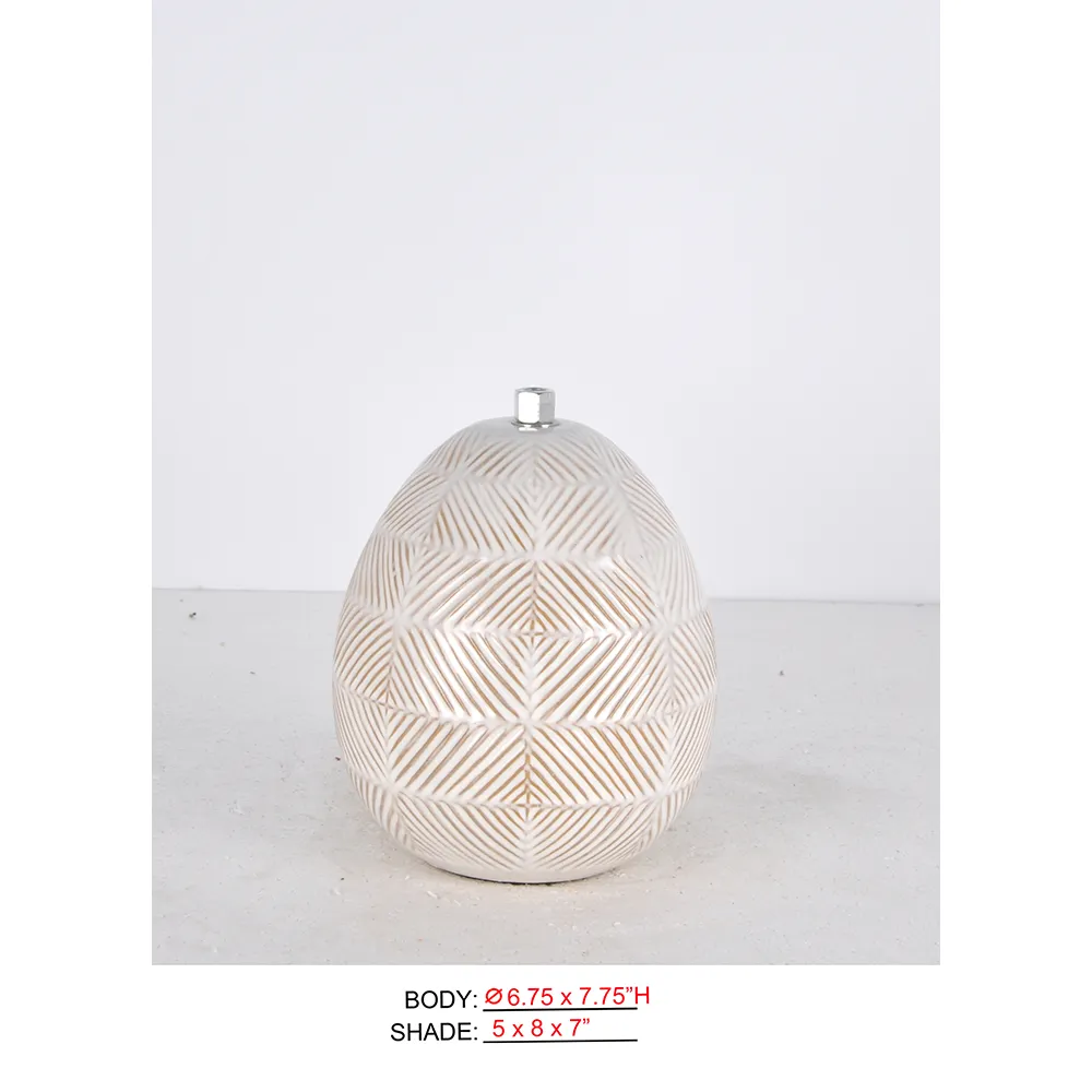 Rechargeable Lamp for Hotels CL2941-6.75x7.75 with cream geometric oval body for cordless use