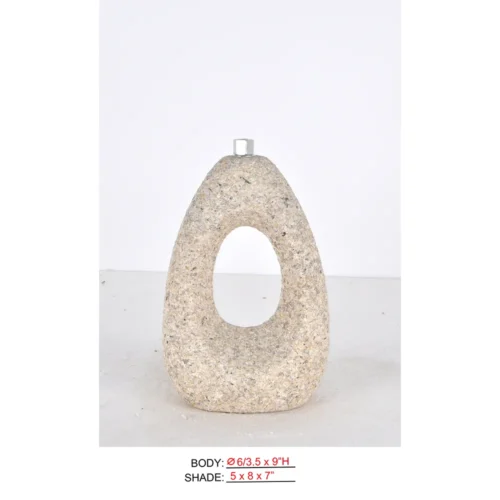 Portable Table Lamp CL3495A-6x3.5x9 with beige stone-look oval loop body for cordless use