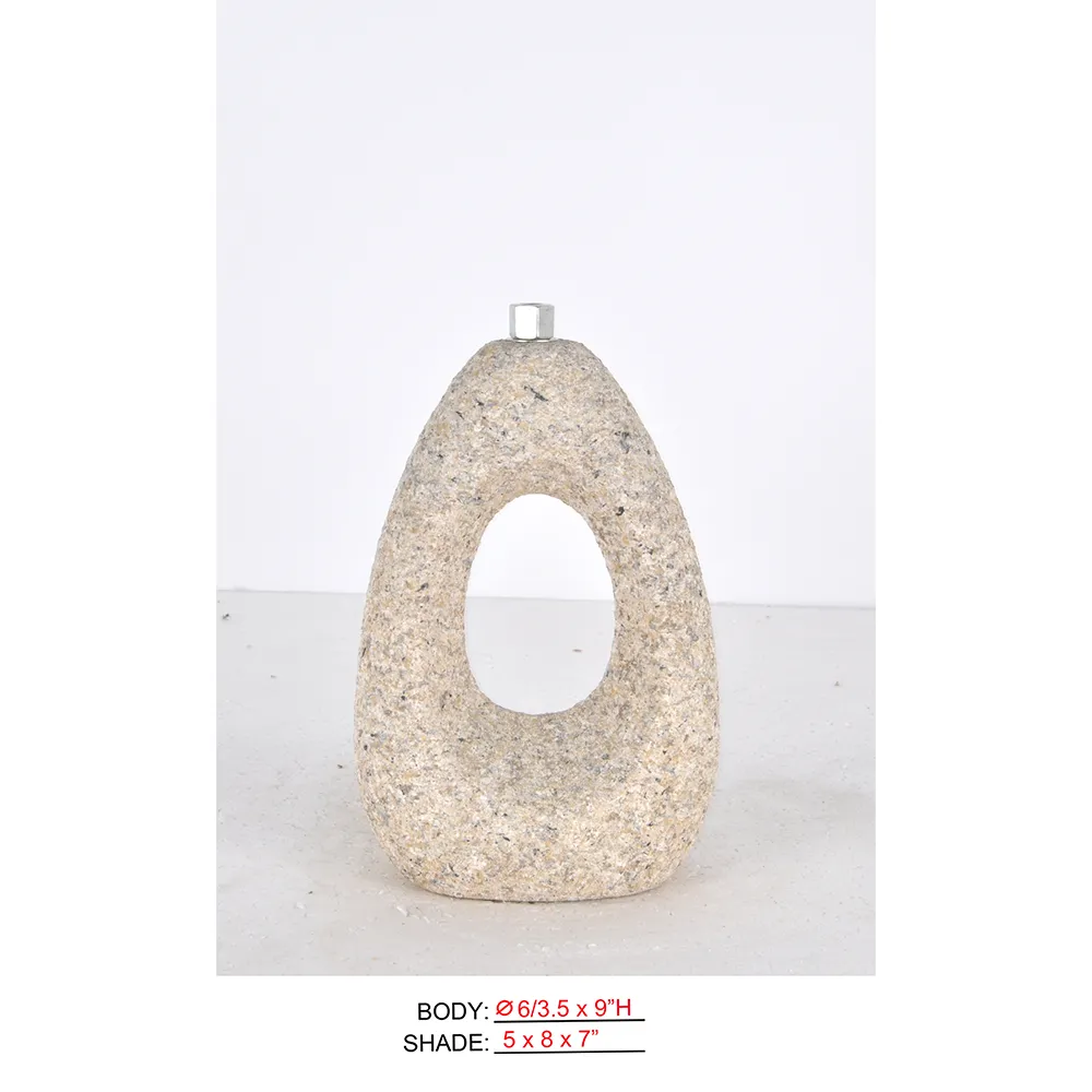 Portable Table Lamp CL3495A-6x3.5x9 with beige stone-look oval loop body for cordless use