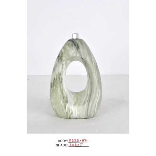 Rechargeable Lamp for Hotels CL3495B-6x3.5x9 with green marble-look oval loop body for cordless use