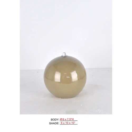 Round Rechargeable Table Lamp CLXZ3017A-8x7.5 with glossy beige sphere body for cordless use
