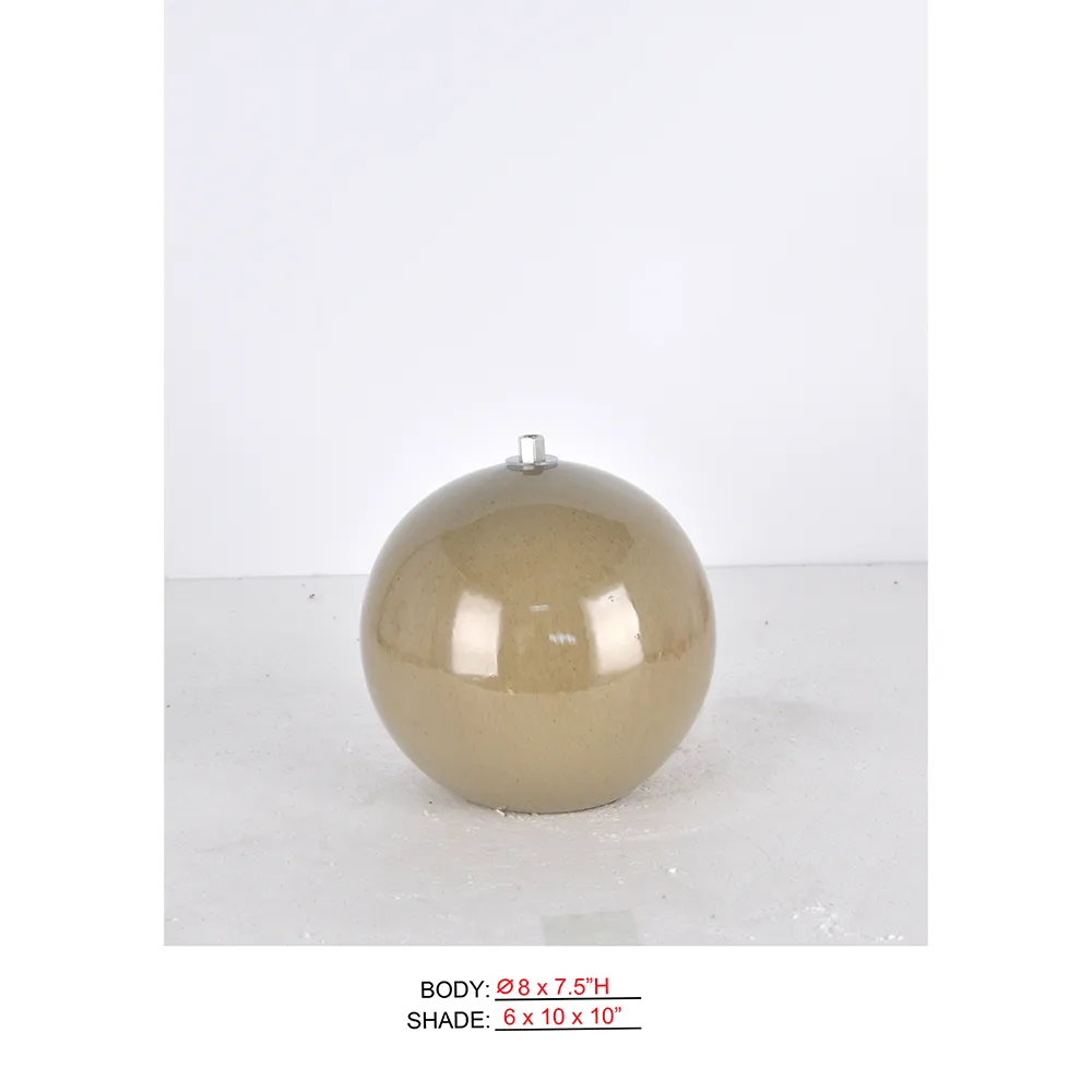 Round Rechargeable Table Lamp CLXZ3017A-8x7.5 with glossy beige sphere body for cordless use