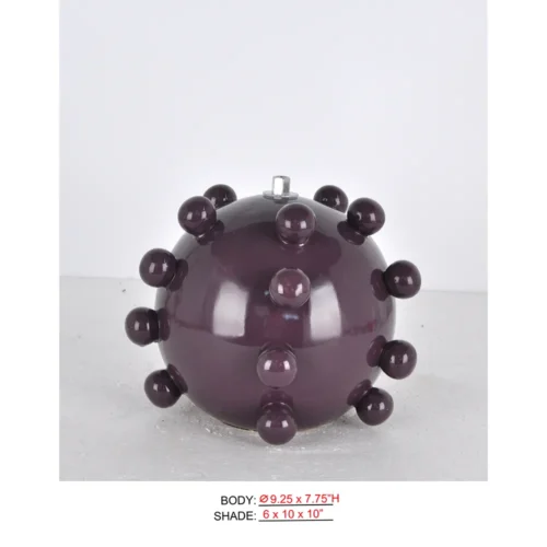 Purple Rechargeable Table Lamp CLXZ3017B-9.25x7.75 with glossy plum sphere body for cordless use