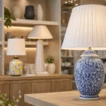 Custom table lamp manufacturer guide with decorative table lamps displayed in a warm home decor retail store