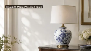 Blue and White Porcelain Table Lamps in Classic Interiors cover editorial scene