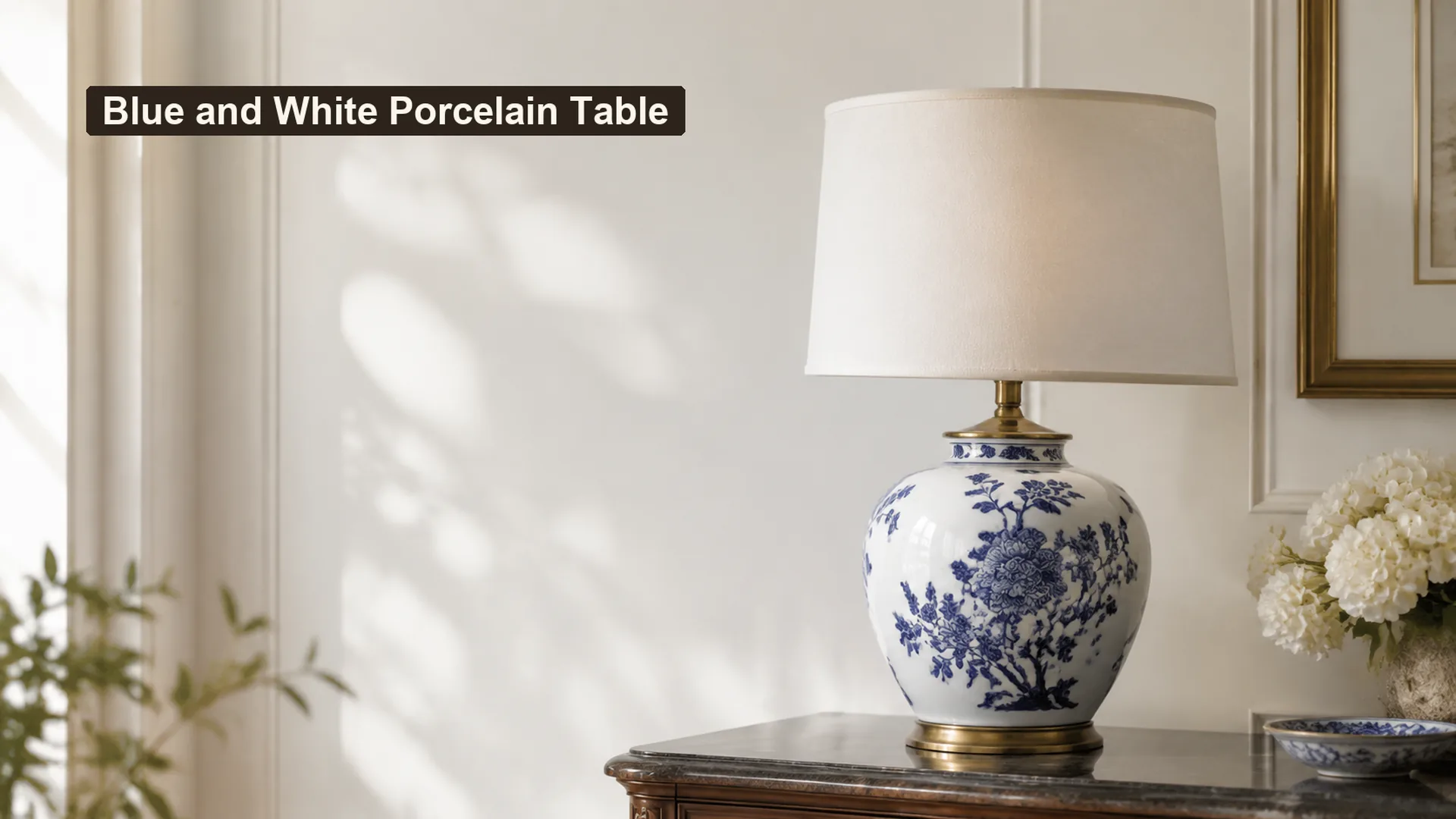 Blue and White Porcelain Table Lamps in Classic Interiors cover editorial scene