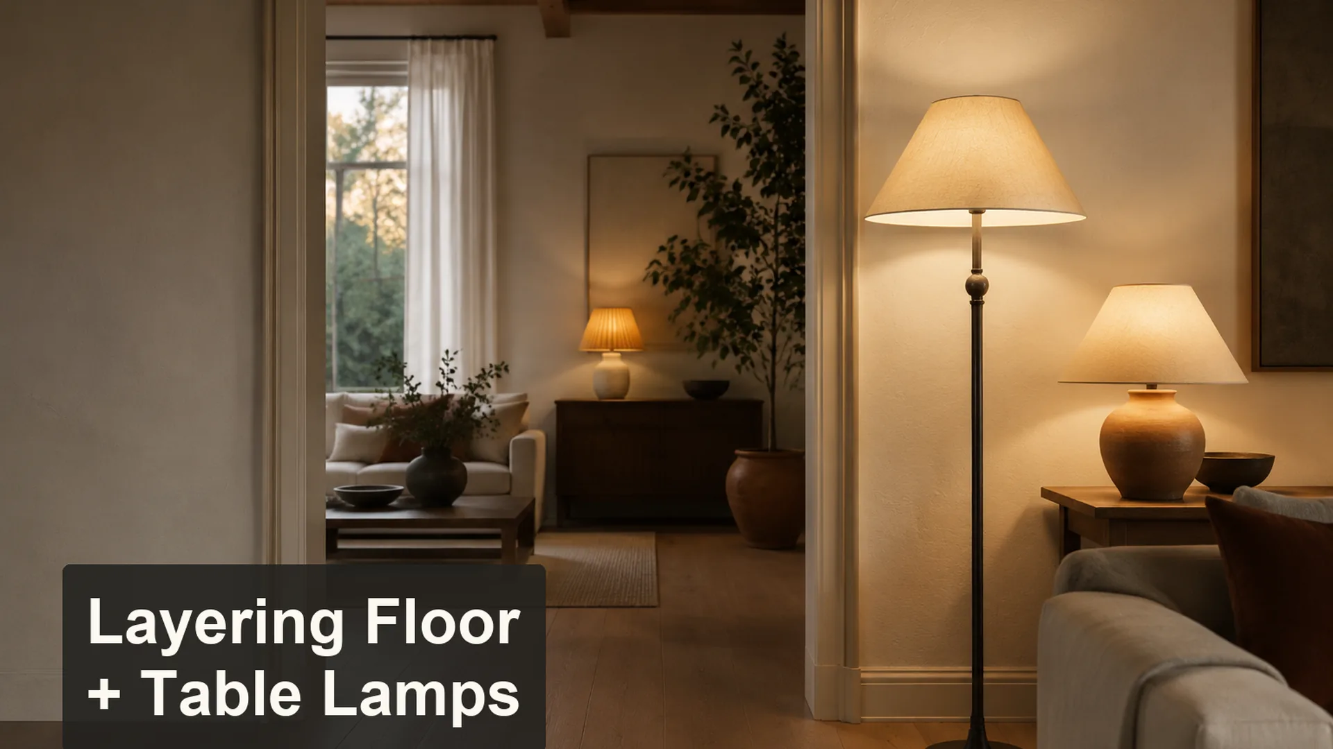 Coordinating Floor and Table Lamps in One Room editorial cover scene