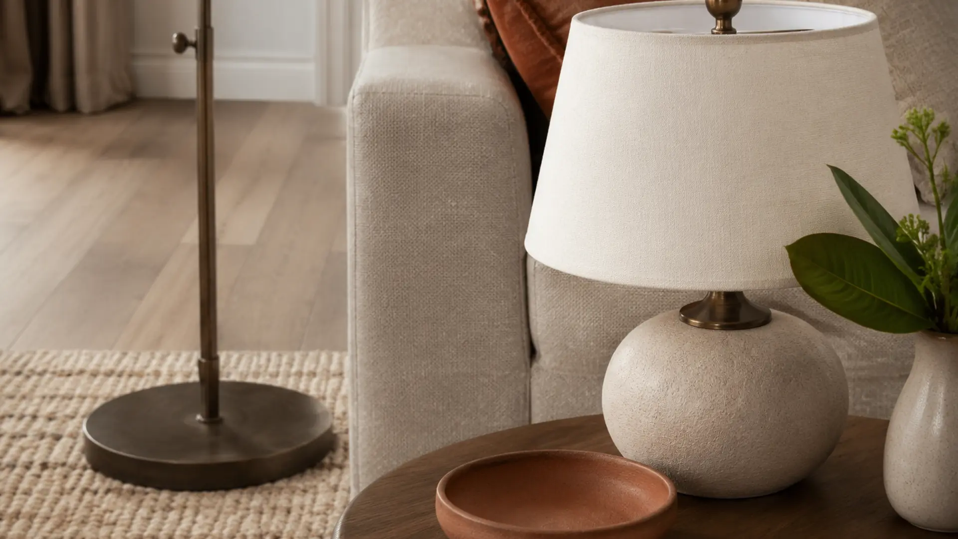 coordinating floor and table lamps material proportion or finish comparison