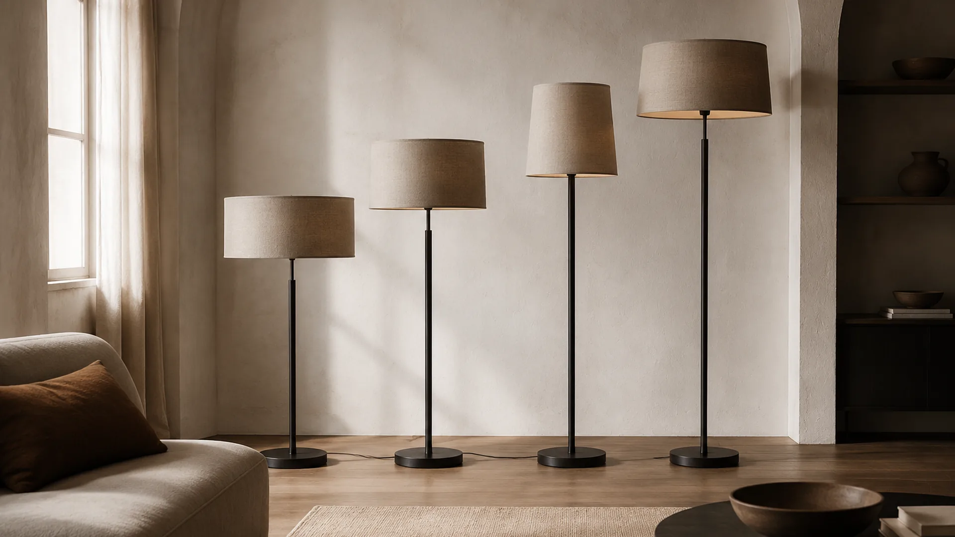 floor lamp shade proportion in a distinct application scene