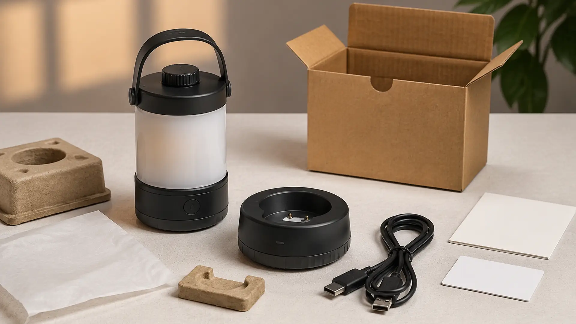 Rechargeable lamp sample review with charging accessories