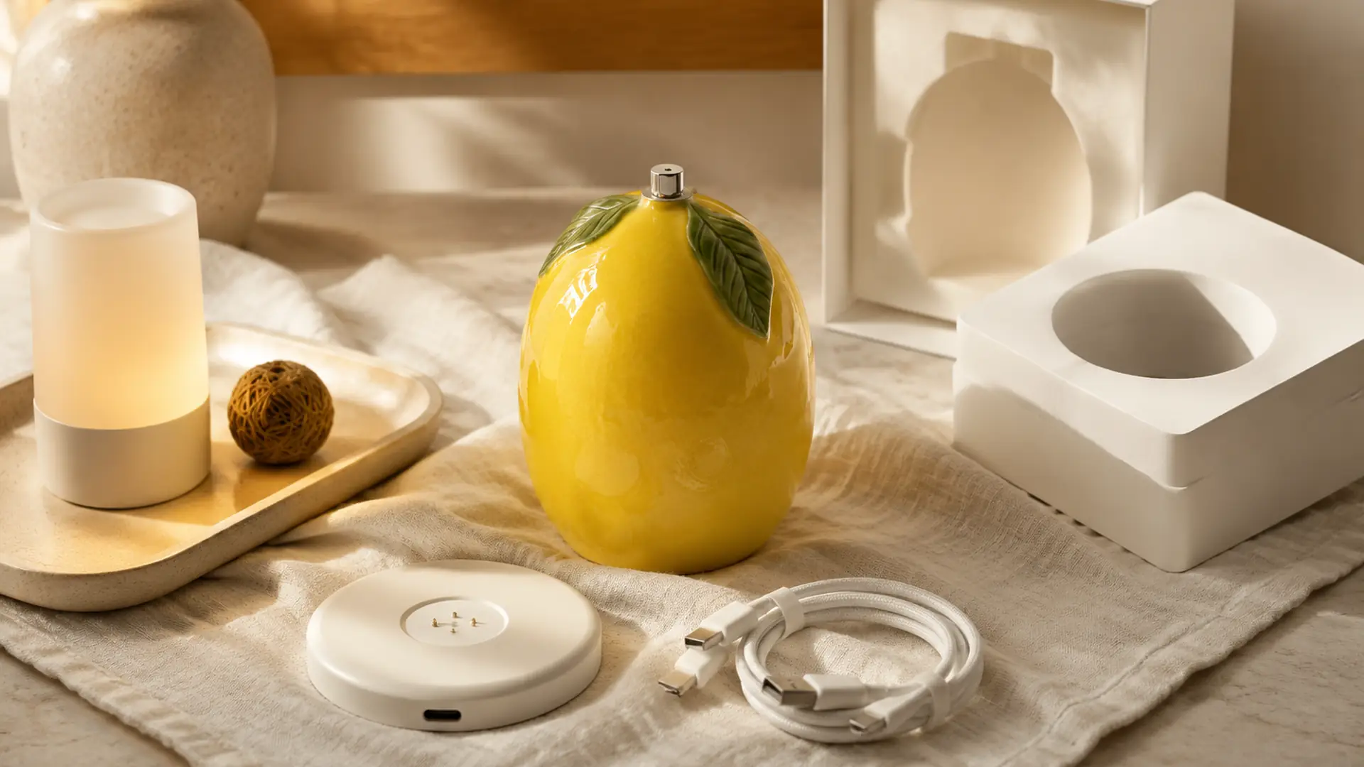 Charging accessory organization for rechargeable table lamps