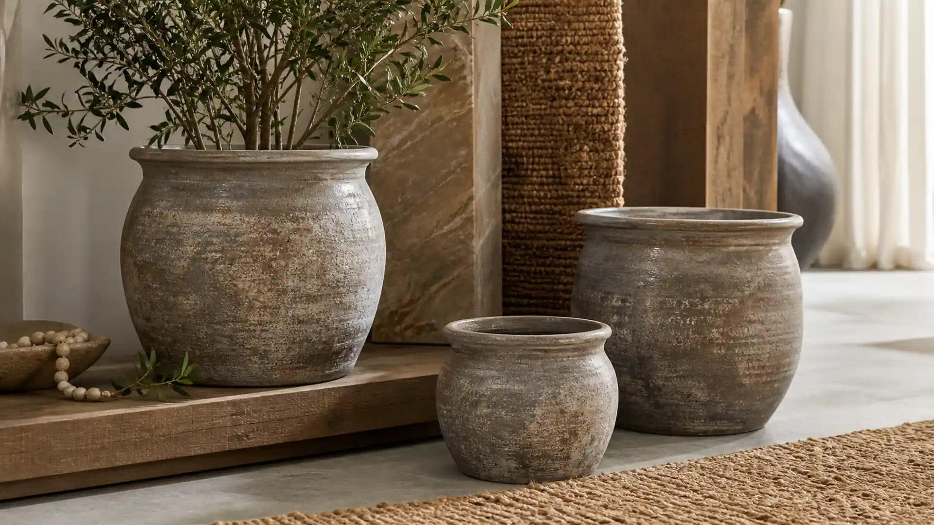 Ceramic Pot Size Sets for Layered Displays material and finish direction