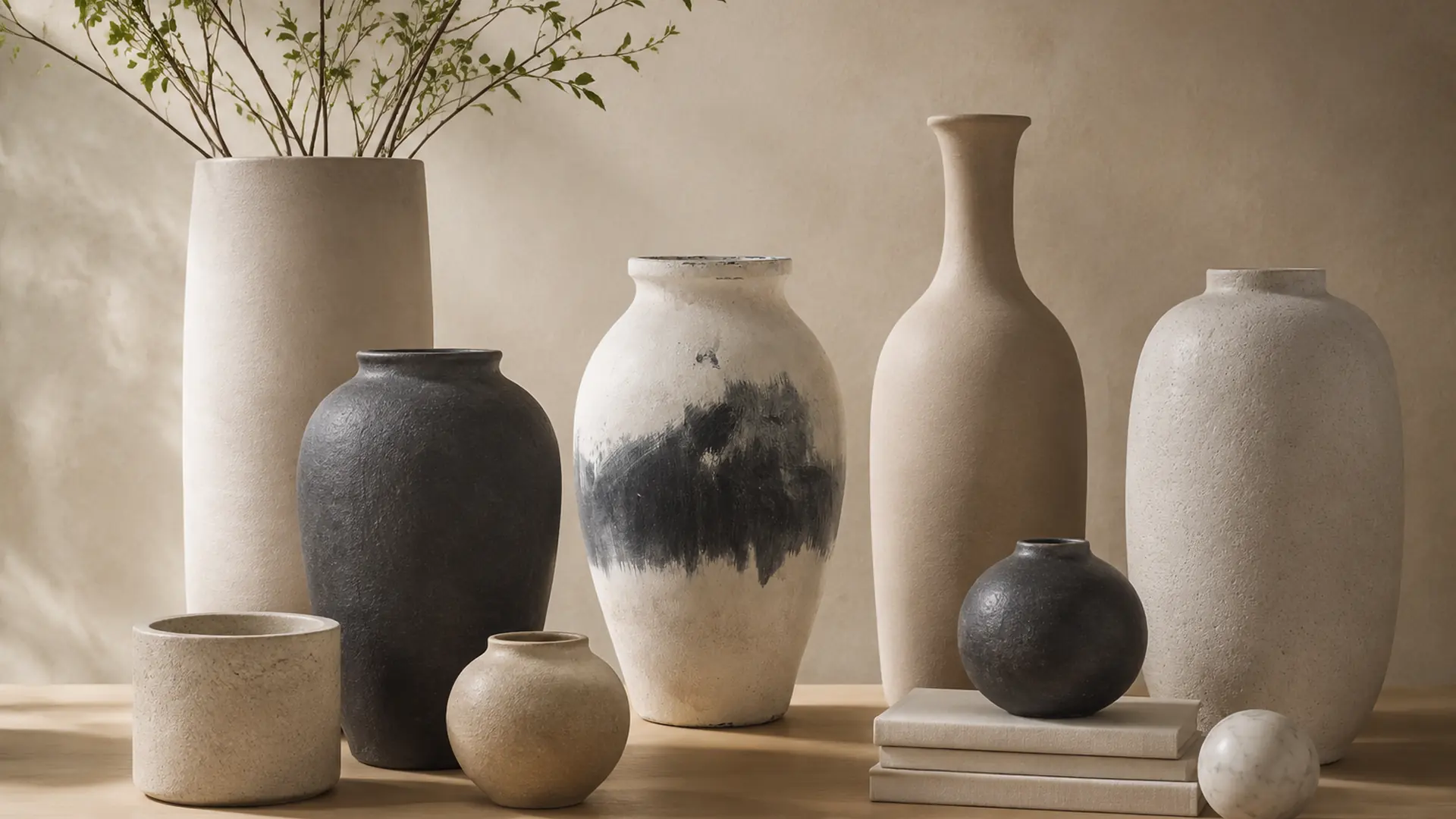 Mixing Tall And Short Vases material finish and scale comparison