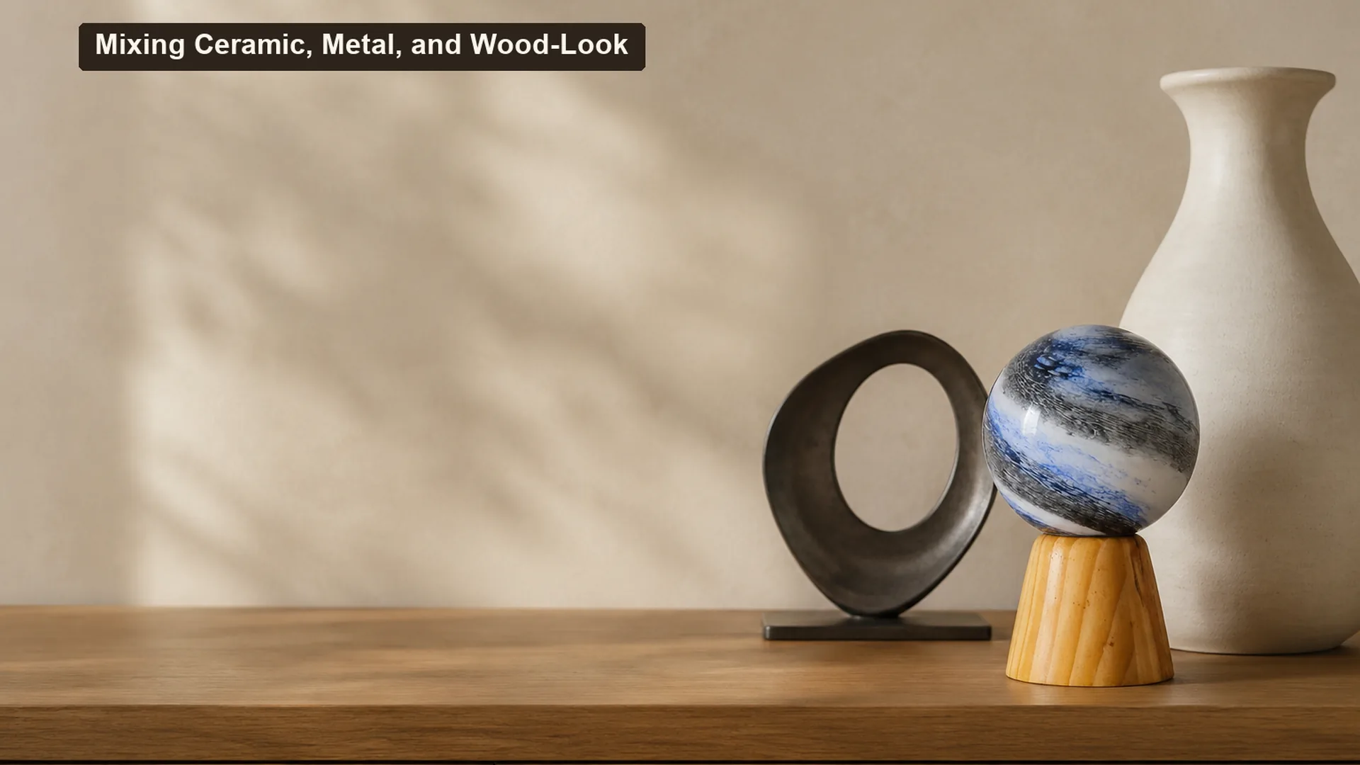 Mixing Ceramic, Metal, and Wood-Look Tabletop Accessories cover editorial scene