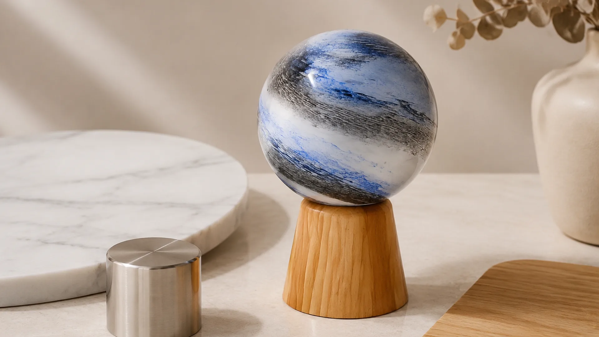 Mixed Material Tabletop Decor material finish and scale comparison