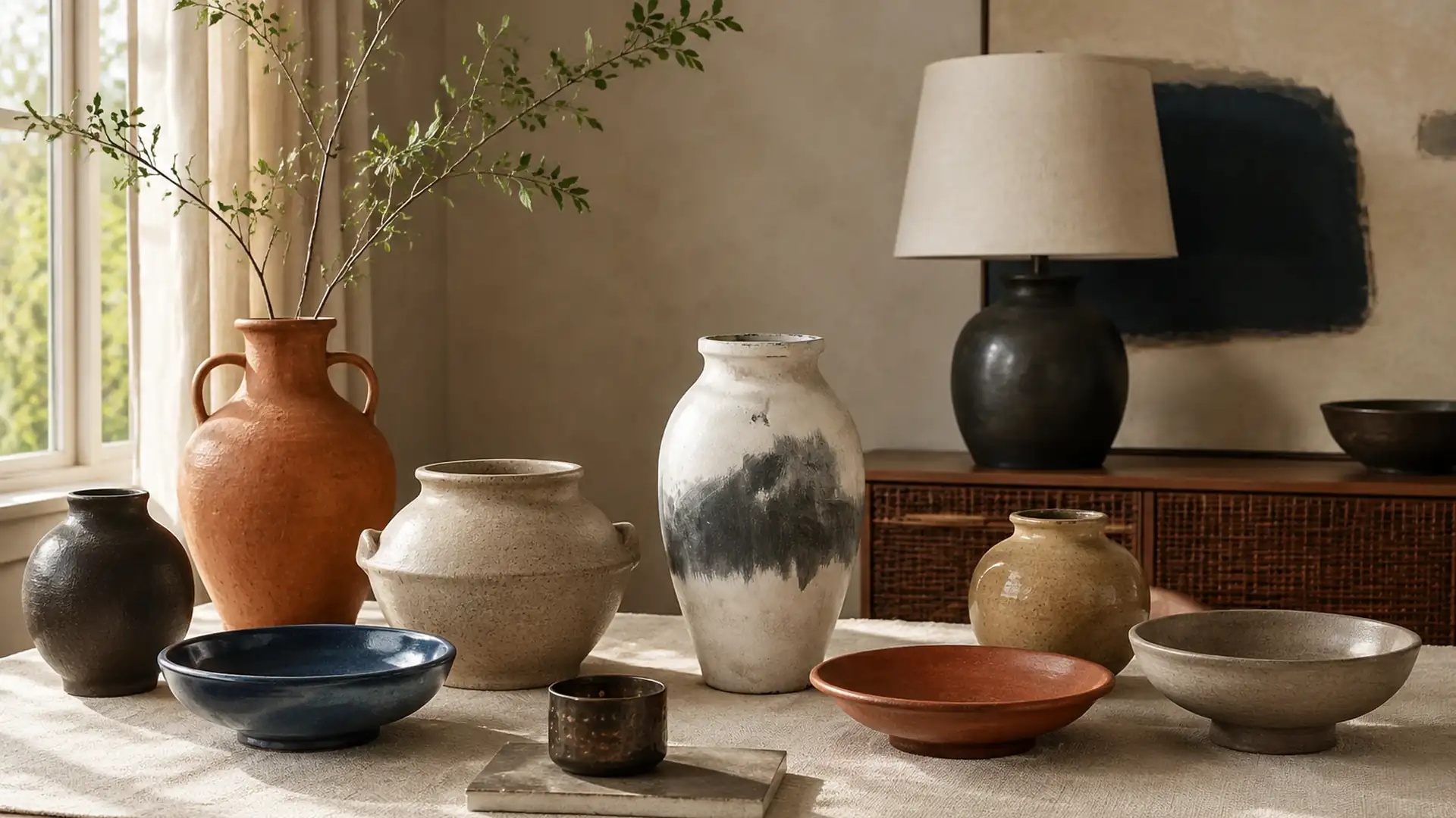 coordinated lamps and decor collection in a distinct application scene