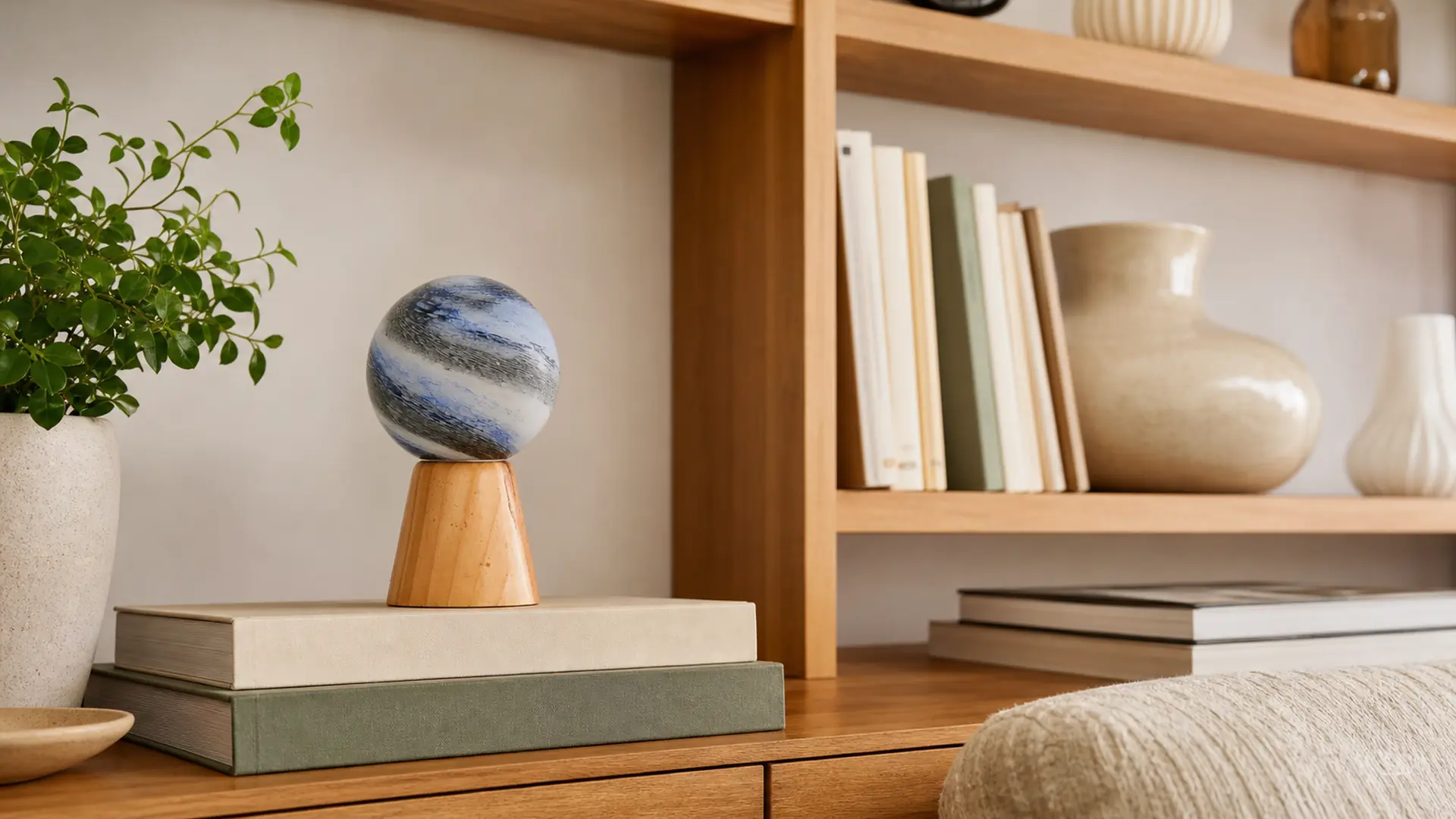 Sculptural Tabletop Accessories for Modern Shelves application comparison