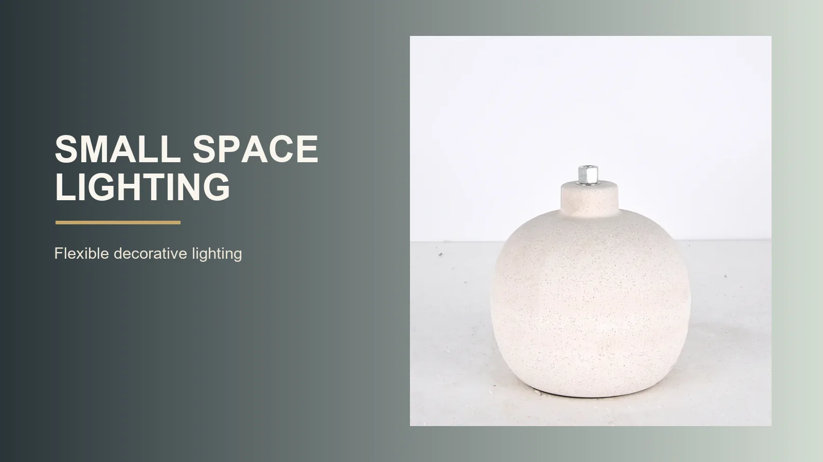 Rounded portable table lamp on a featured image with Small Space Lighting text