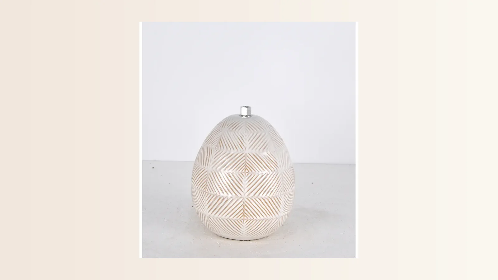 Strawberry shaped cordless table lamp for a shelf display