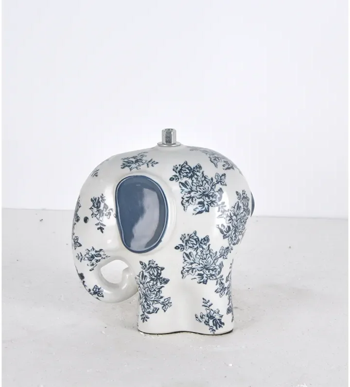 Blue-and-white elephant-shaped rechargeable lamp body